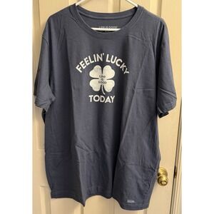 Life Is Good Feelin Lucky‎ Today men's Crusher graphic tee size 2XL Blue